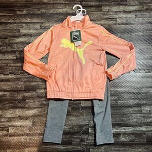 NWT Puma Girls 2 Piece Apricot Blush Track Set